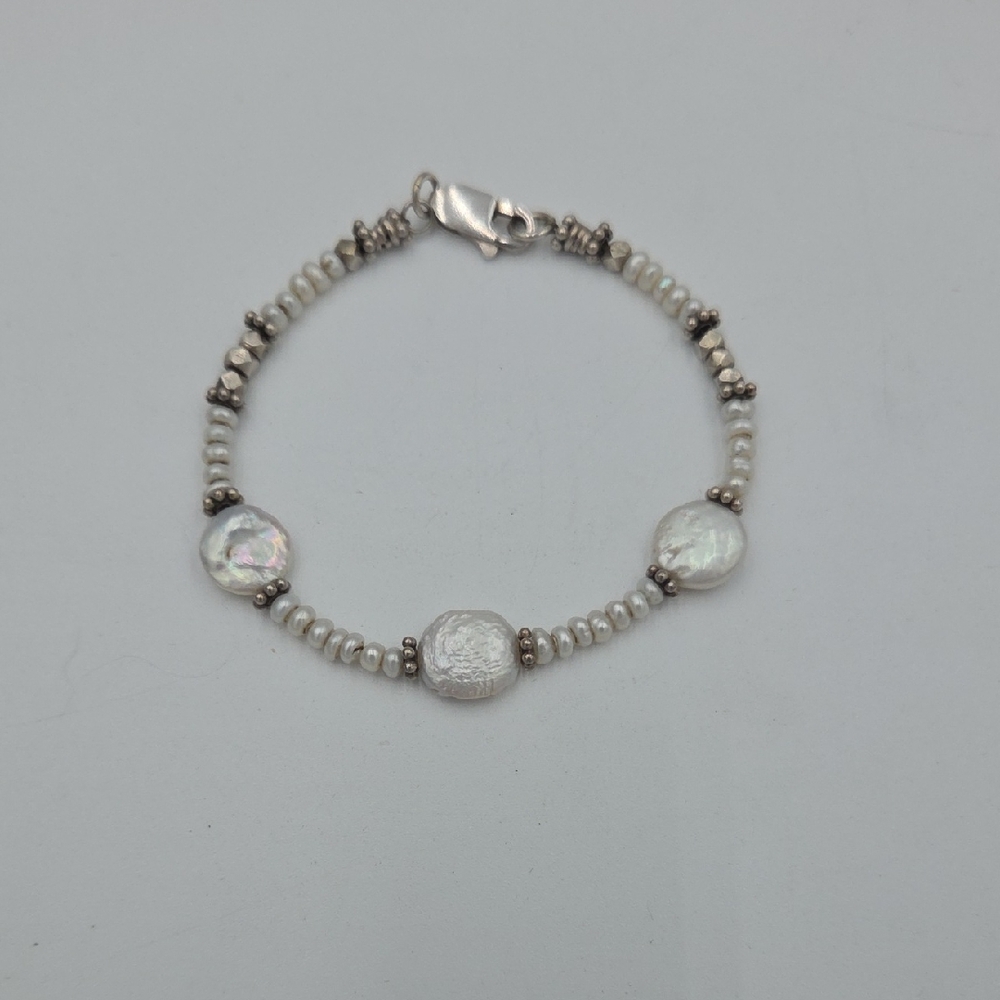 Sterling Silver 925 Pearl Bracelet